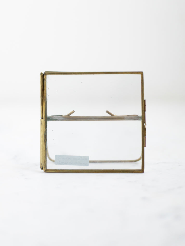 Brass easel frames, vintage style with clear class front and back.