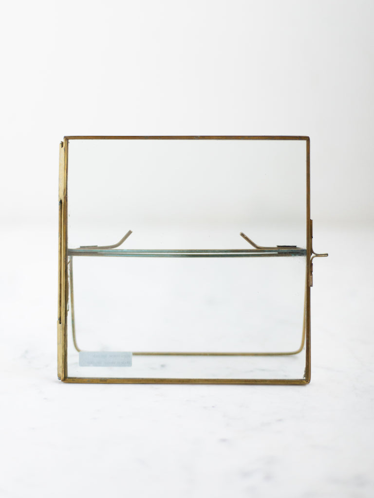 Brass easel frames, vintage style with clear class front and back.