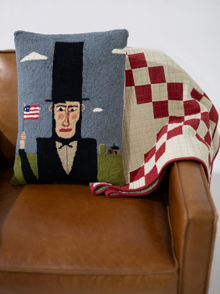Throw pillow with Abe Lincoln on the front