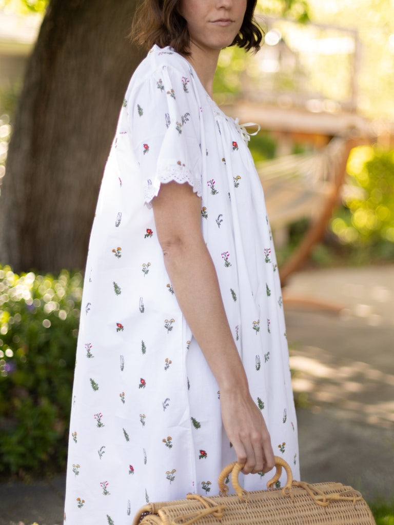 floral night dress for women cotton Ekouaer Cotton Long Sleeveless Sleep Dress White / XXL