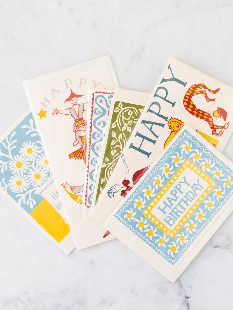 Multiple versions of the birthday cards complied next to each other.