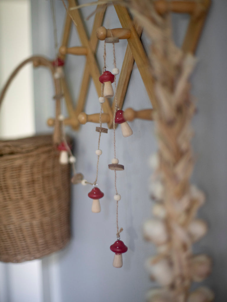 Paulownia Red Wood Bead Garland