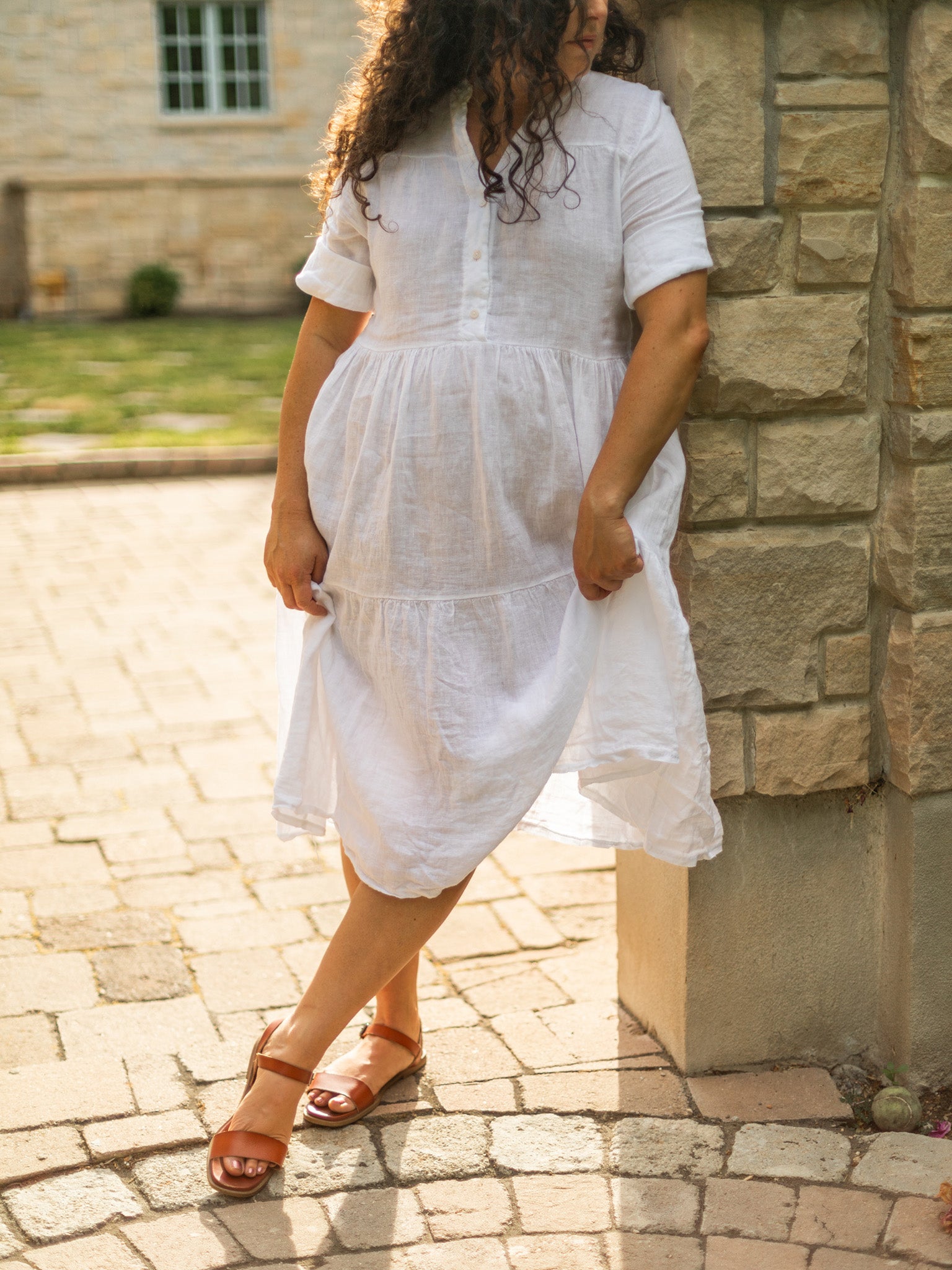 dresses linen Maxi dress AGRA in White Sleeveless linen dress with a button Linen wedding guest dress Abigail
