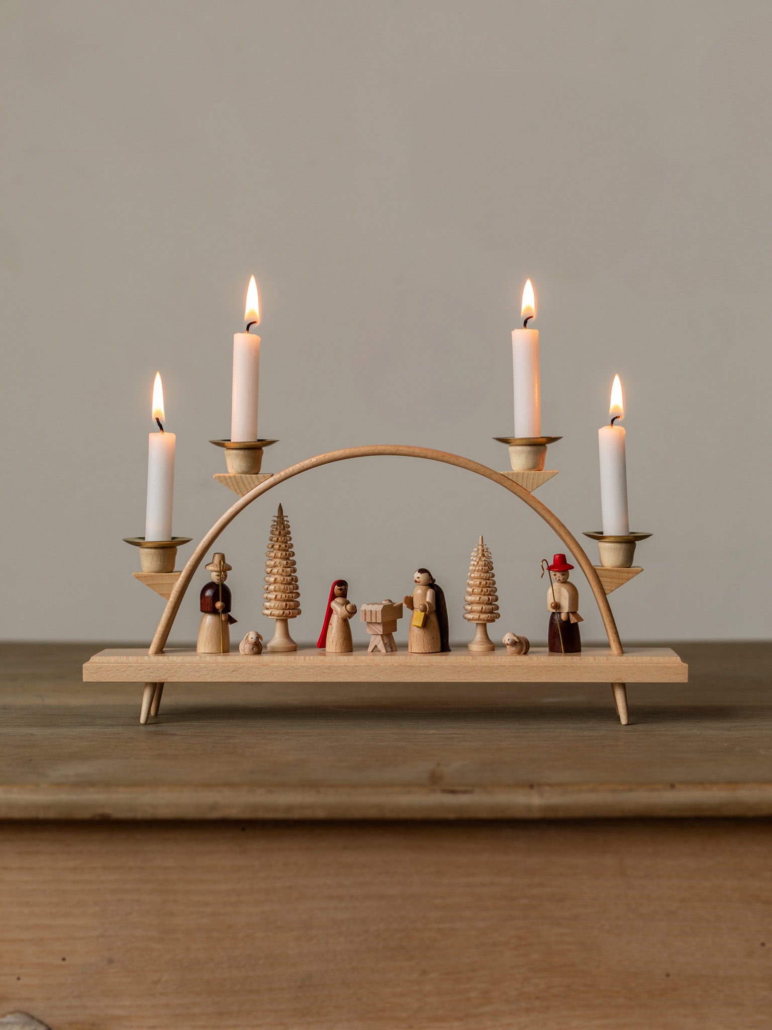 Natural Wood Arch Nativity
