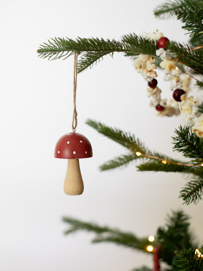 Red Wooden Mushroom Ornament – Heirloom Art Co.