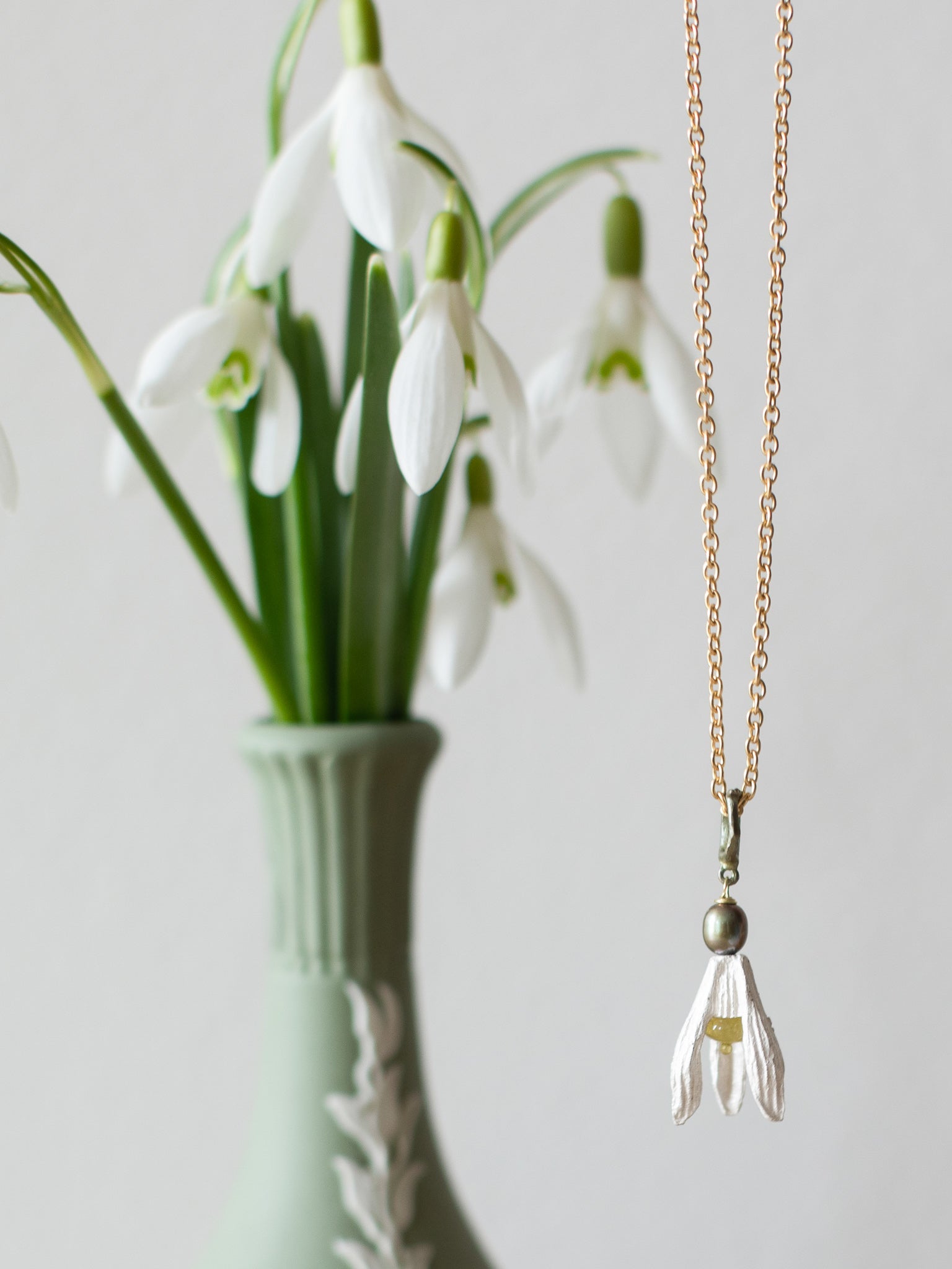Flower Necklace Snowdrop Jewellery Snowdrop Necklace – Winter In