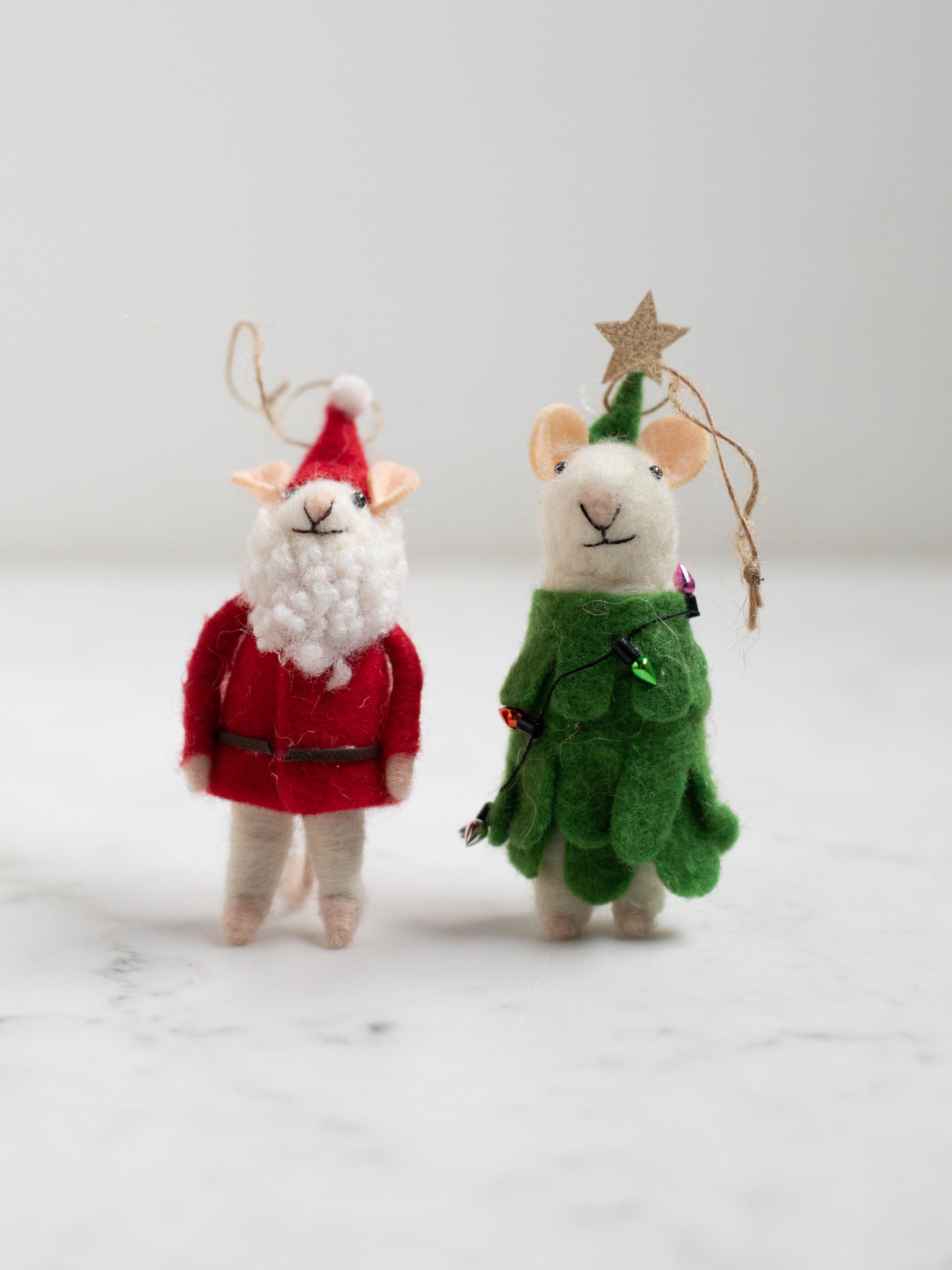 Wool Felt Mice Ornament - Pebble