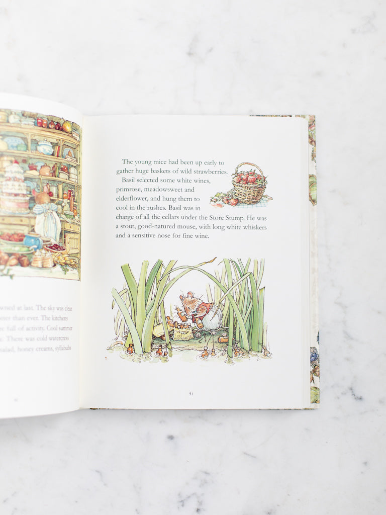 A page of one of the books displaying the words of the story and a character in an outdoor setting.