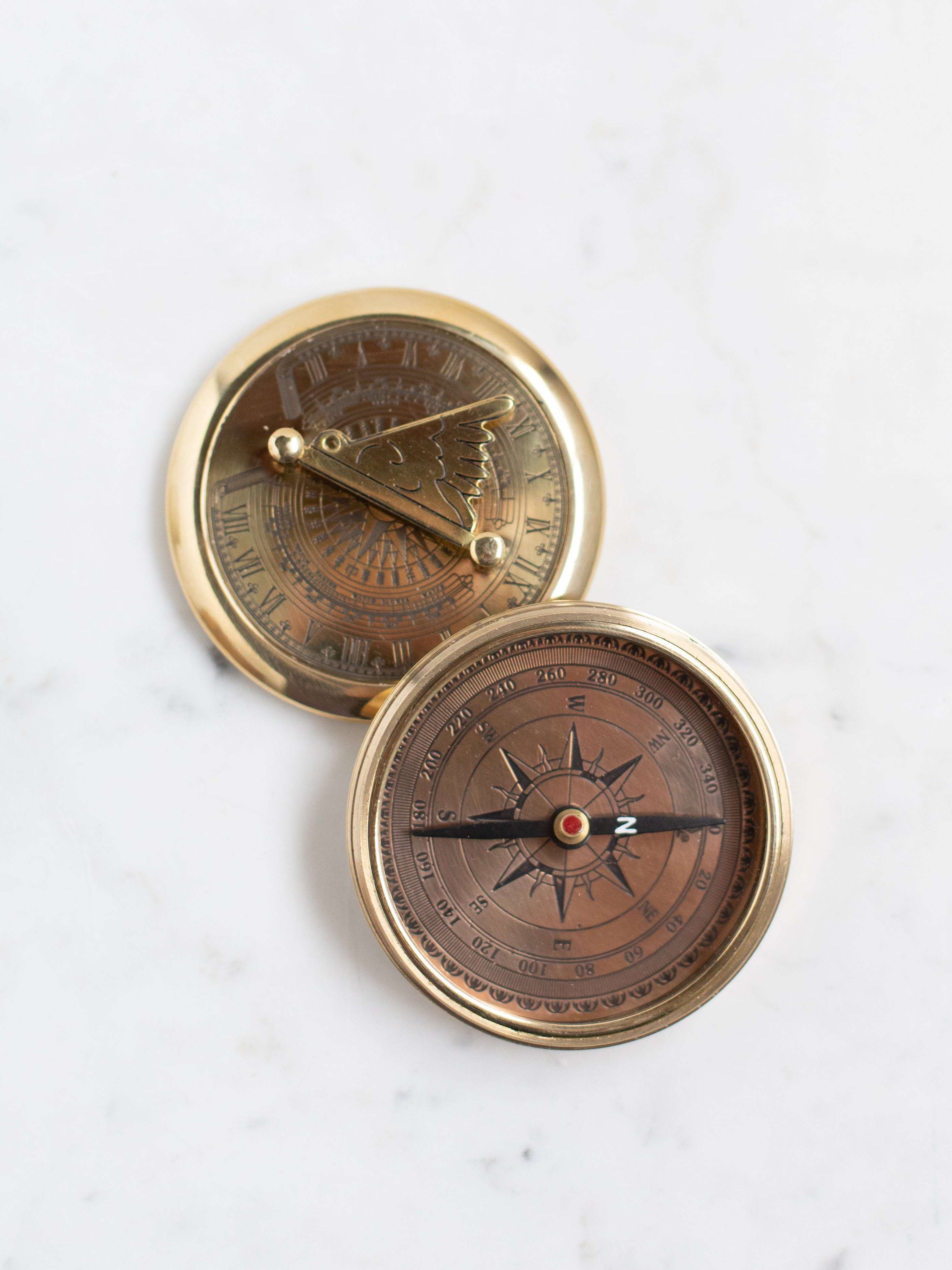 AUTHENTIC MODELS Clear Pocket Compass in Gold/Highly Polished