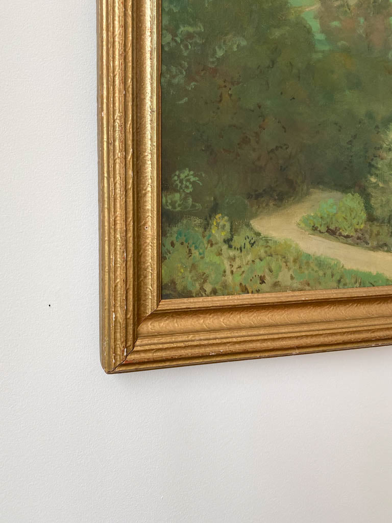 A close up shot of the golden frame