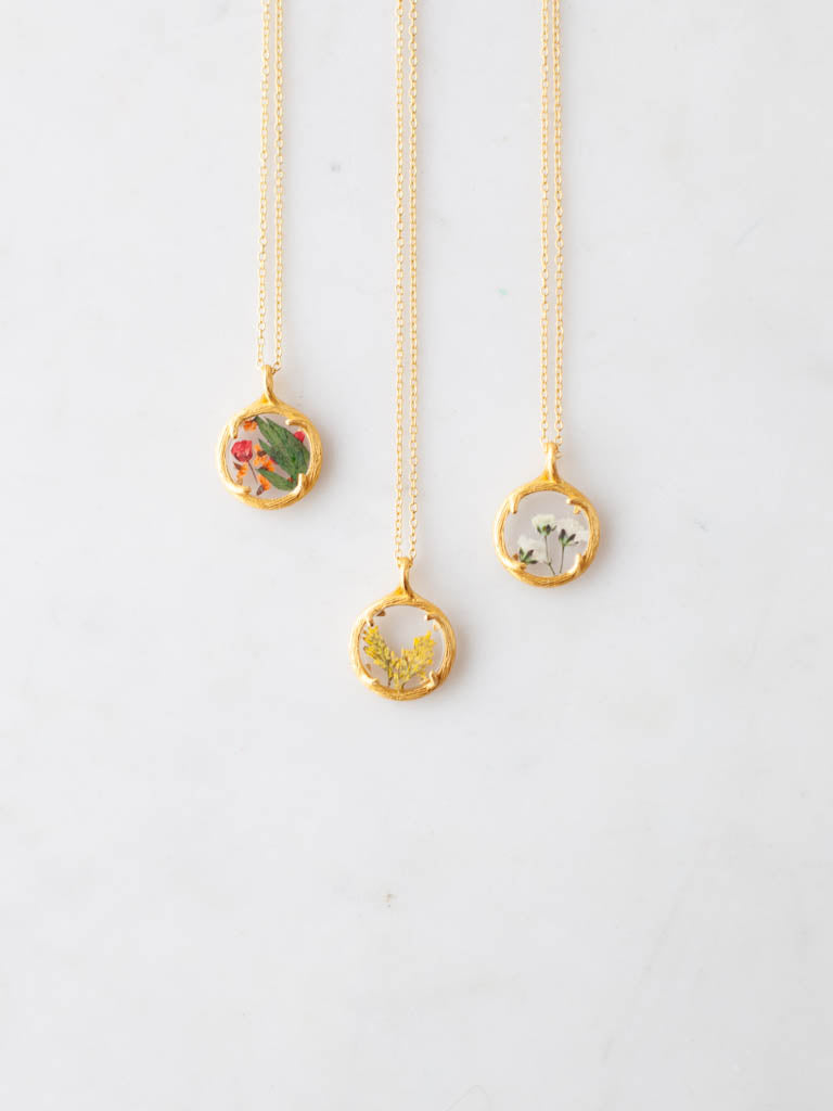 Authentic Pressed Flower Necklaces Heirloom Art - Main Image