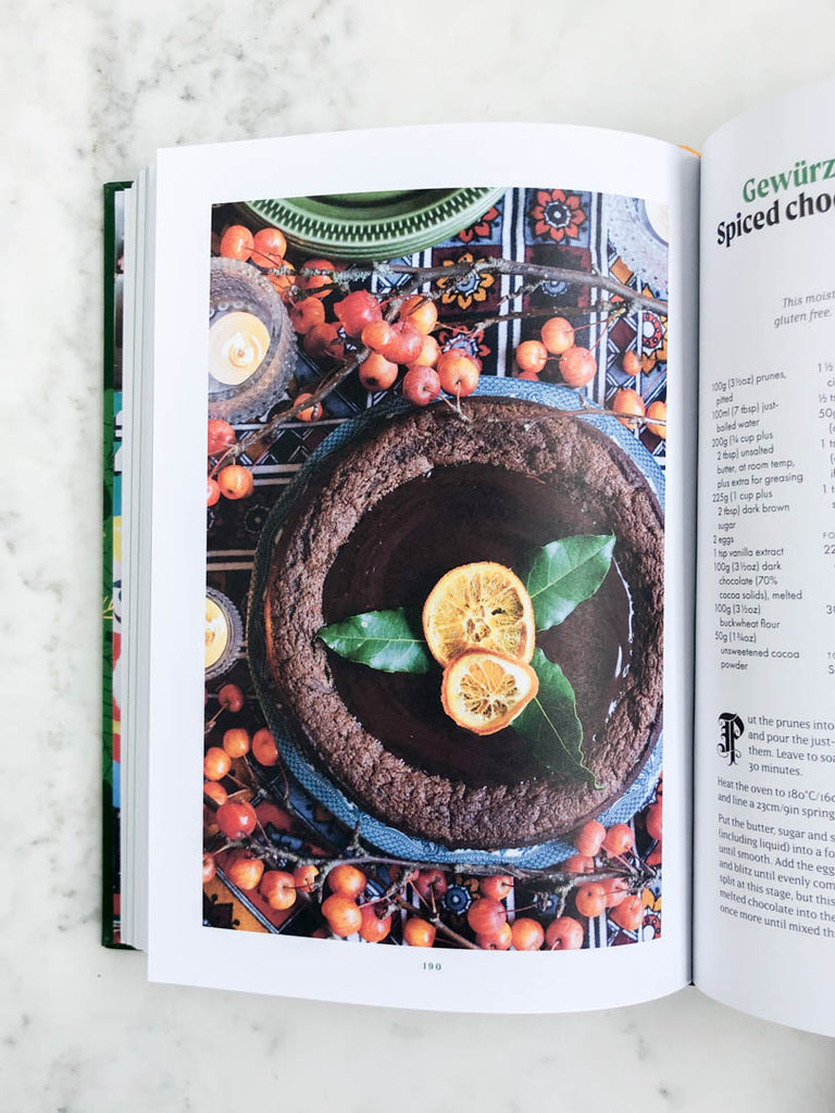 A sample page of the cookbook that features a spiced dessert.