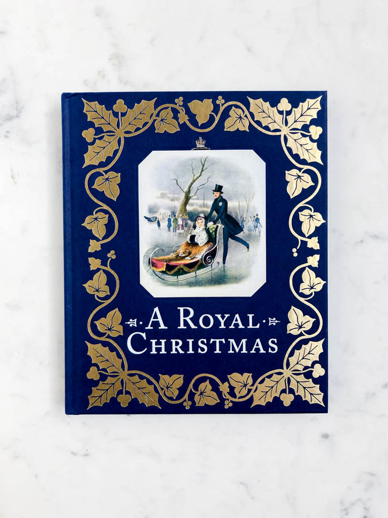Book cover with gold gilding and image of man pushing a women in a sleigh 