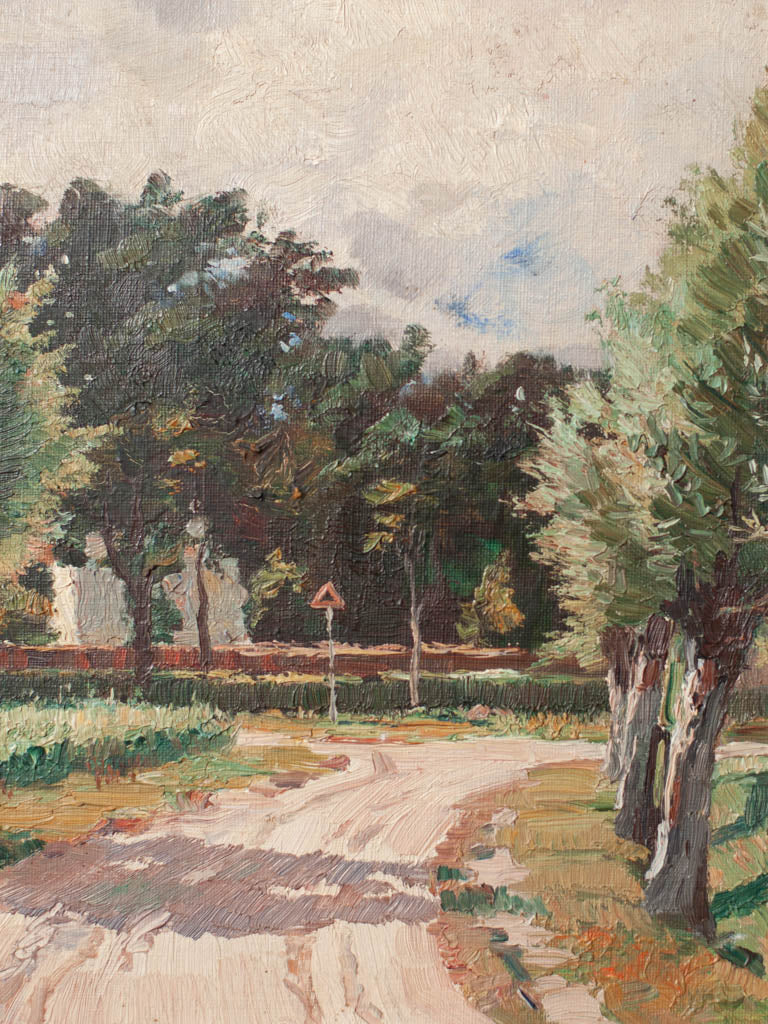 A close up photo of the painting’s brushwork. 