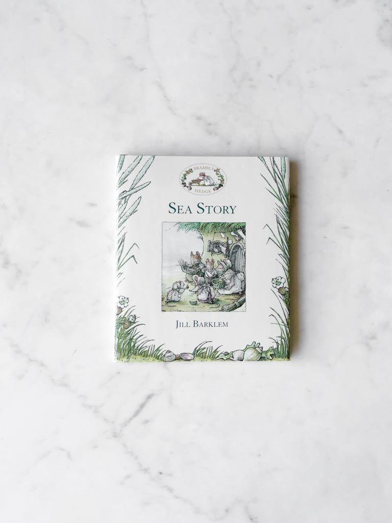 The cover of A Sea Story, with costal plants and a piece of character art work in the middle.