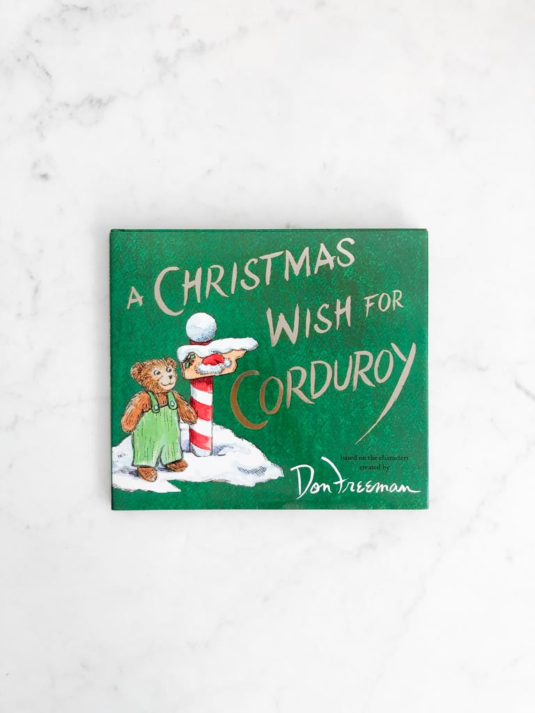 Green book cover labeled "A Christmas wish for Corduroy" 