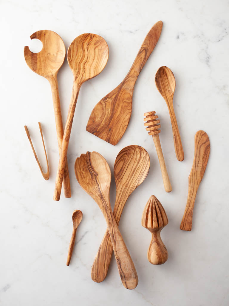 Kitchen Towel Set with Olive Wood Spoon Gift