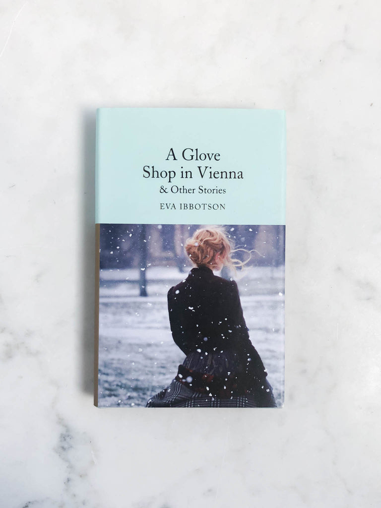 Book Cover labeled "A glove shop in Vienna" with women walking through a snowy street.