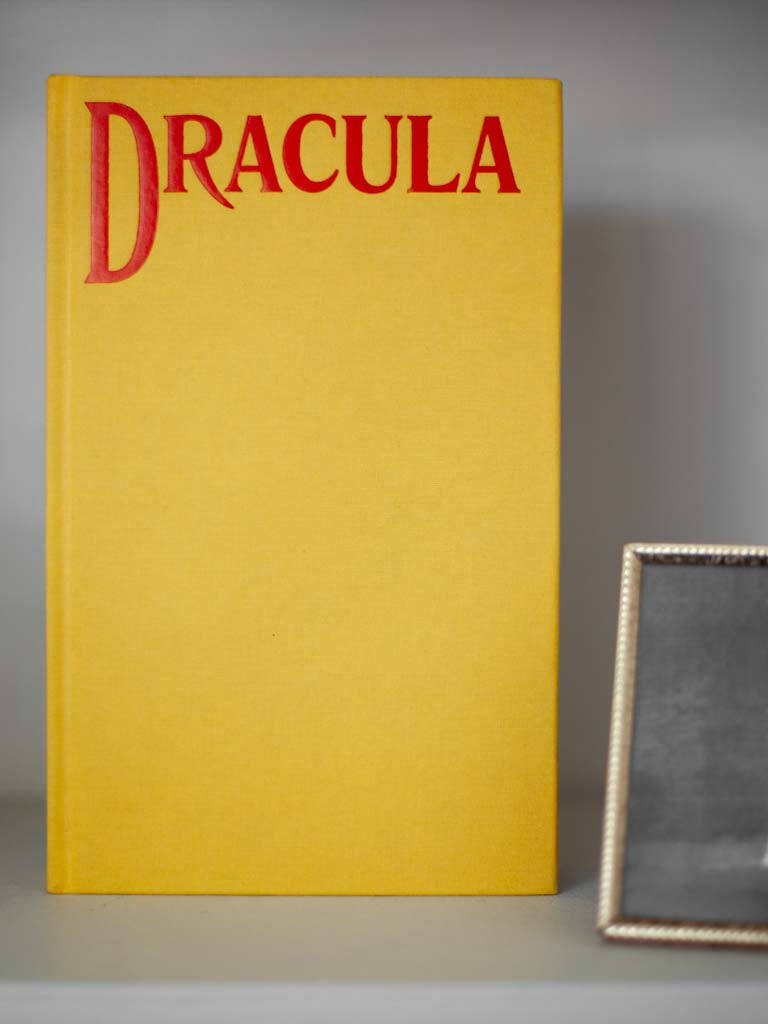 Copy of Dracula sitting on a shelf. 