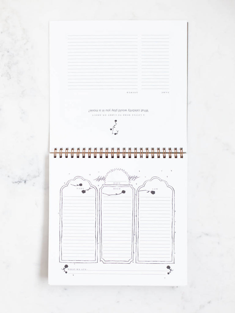 The notebook inside of the box that displays the intended uses.