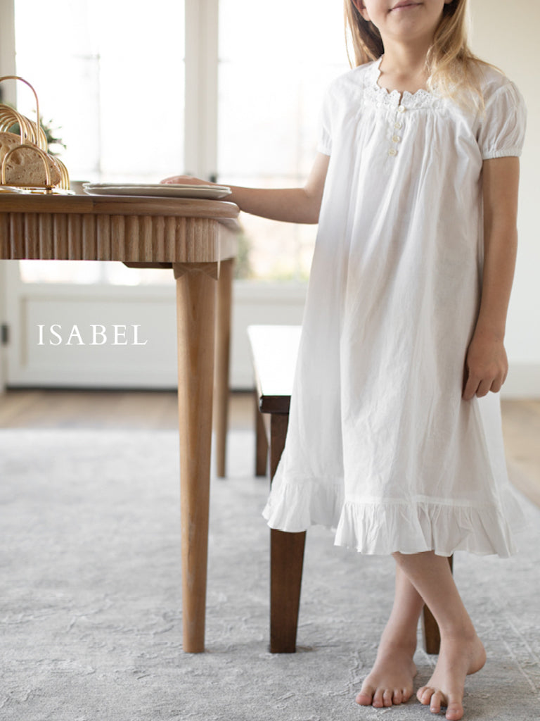 Nightwear Nightshirt Girls Girls' White Cotton Nightgown