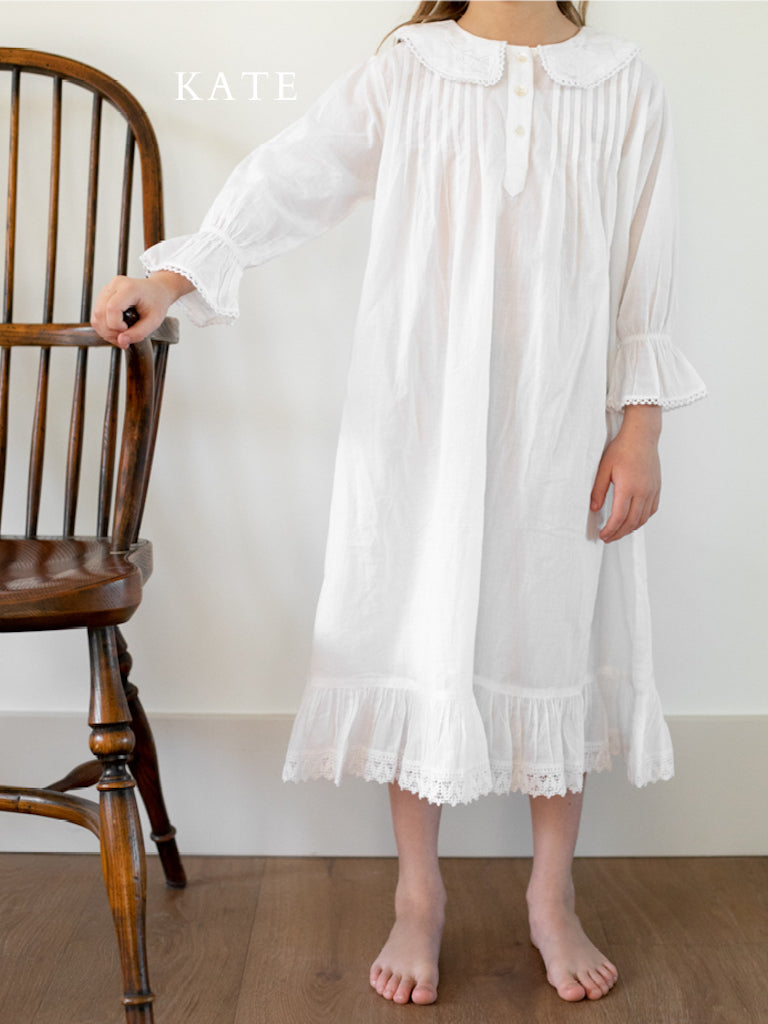 Girls' White Cotton Nightgown – Heirloom Art Co