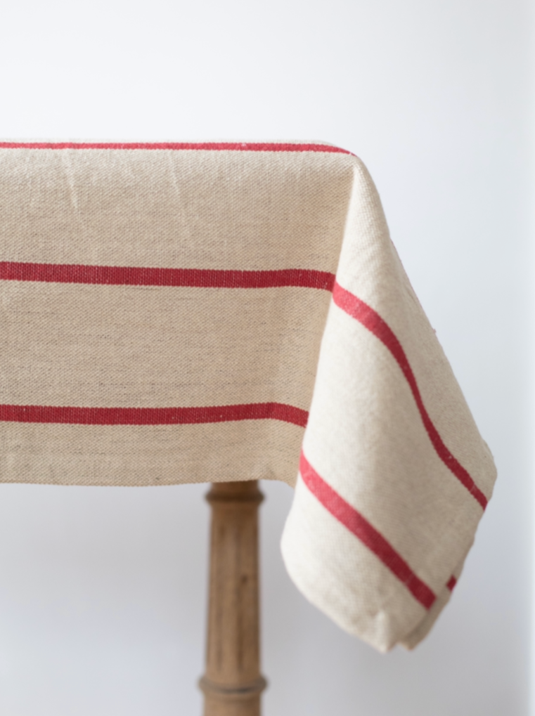 Red Stripe Linen Tablecloths