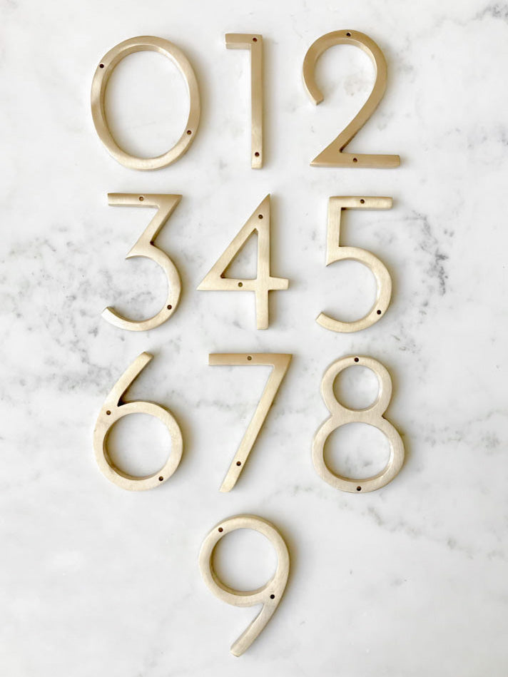 thumbnail image 2 of Brass-Colored Metal House Number Sign - Classic Address Plaque For Door Or Wall 2 of 9